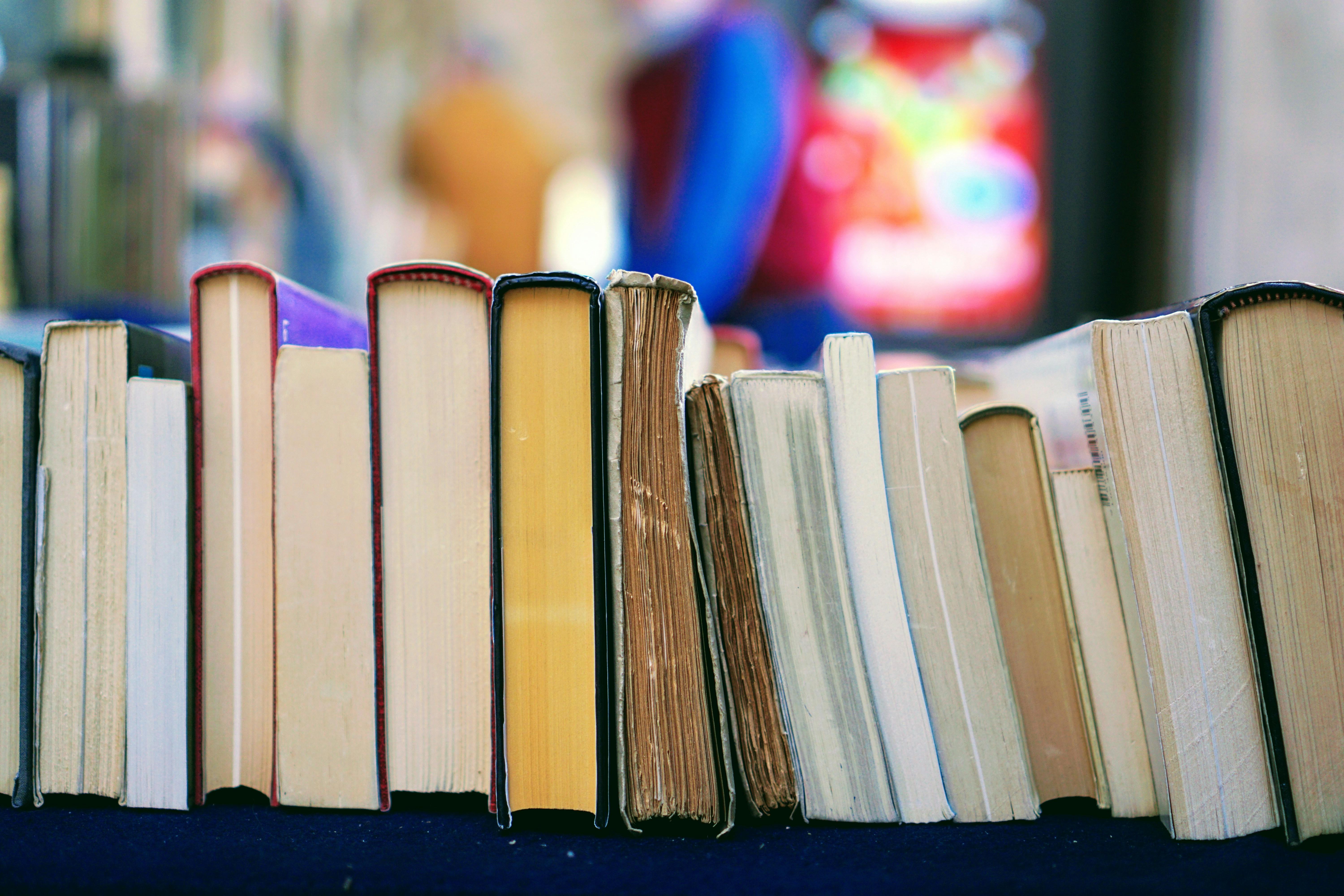 old books lined up