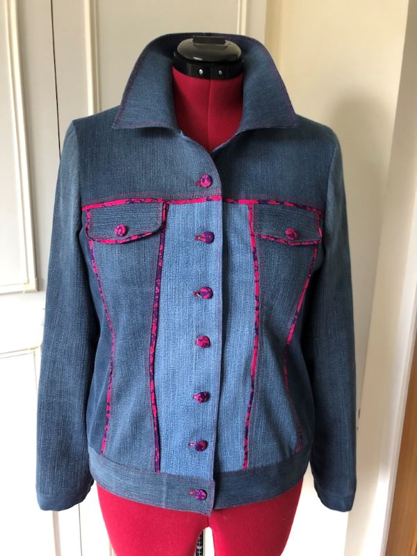 A denim jacket made from old jeans by Helena Roberts From Macclesfield u3a