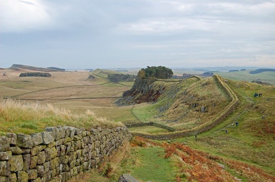 Hadrian's wall winding over moors