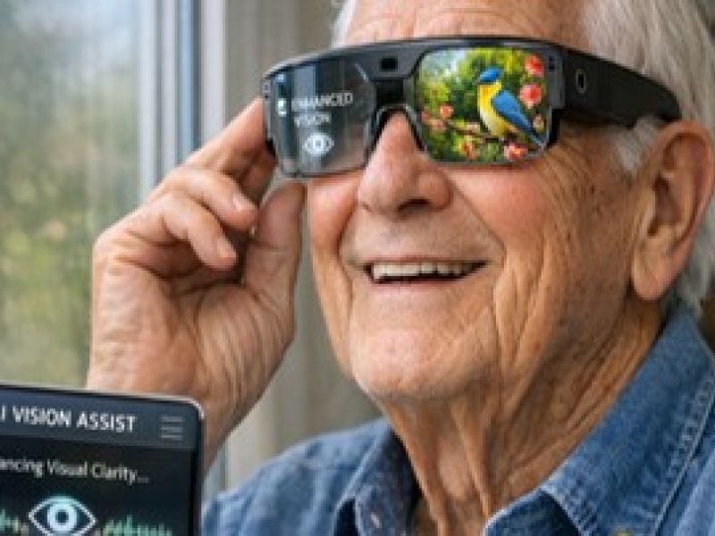 Man wearing smart glasses